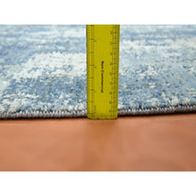 Load image into Gallery viewer, 2&#39;1&quot;x3&#39; Stone Blue, Abstract Design, Denser Weave, Hi-low Pile, Wool And Real Silk, Hand Knotted, Mat, Oriental Rug FWR453228
