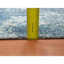 Load image into Gallery viewer, 2&#39;x3&#39;2&quot; Imperial Blue, Abstract Design, Wool And Real Silk, Denser Weave, Hi-low Pile, Hand Knotted, Mat, Oriental Rug FWR453234