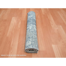 Load image into Gallery viewer, 2&#39;x3&#39;2&quot; Imperial Blue, Abstract Design, Wool And Real Silk, Denser Weave, Hi-low Pile, Hand Knotted, Mat, Oriental Rug FWR453234