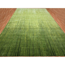 Load image into Gallery viewer, 12&#39;2&quot;x15&#39; Moss Green, Vertical Ombre Design, Hand Knotted, Soft And Vibrant Wool, Oversized, Oriental Rug FWR453246