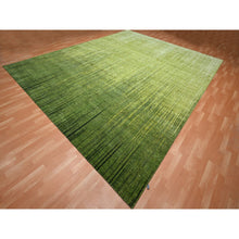 Load image into Gallery viewer, 12&#39;2&quot;x15&#39; Moss Green, Vertical Ombre Design, Hand Knotted, Soft And Vibrant Wool, Oversized, Oriental Rug FWR453246