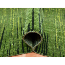 Load image into Gallery viewer, 12&#39;2&quot;x15&#39; Moss Green, Vertical Ombre Design, Hand Knotted, Soft And Vibrant Wool, Oversized, Oriental Rug FWR453246