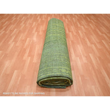 Load image into Gallery viewer, 12&#39;2&quot;x15&#39; Moss Green, Vertical Ombre Design, Hand Knotted, Soft And Vibrant Wool, Oversized, Oriental Rug FWR453246