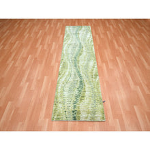 Load image into Gallery viewer, 2&#39;6&quot;x8&#39;2&quot; Shades of Green, Crocodile Safari Design, Soft to the Touch, 100% Silk, Hand Knotted, Runner, Oriental Rug FWR453282