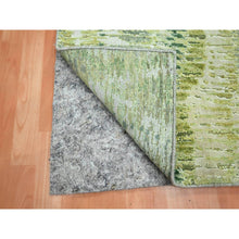 Load image into Gallery viewer, 2&#39;6&quot;x8&#39;2&quot; Shades of Green, Crocodile Safari Design, Soft to the Touch, 100% Silk, Hand Knotted, Runner, Oriental Rug FWR453282