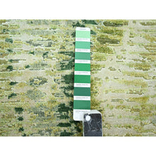 Load image into Gallery viewer, 2&#39;6&quot;x8&#39;2&quot; Shades of Green, Crocodile Safari Design, Soft to the Touch, 100% Silk, Hand Knotted, Runner, Oriental Rug FWR453282
