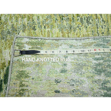 Load image into Gallery viewer, 2&#39;6&quot;x8&#39;2&quot; Shades of Green, Crocodile Safari Design, Soft to the Touch, 100% Silk, Hand Knotted, Runner, Oriental Rug FWR453282