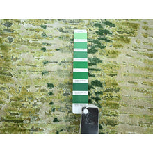 Load image into Gallery viewer, 2&#39;5&quot;x8&#39;3&quot; Shades of Green, Soft to the Touch, 100% Silk, Hand Knotted, Crocodile Safari Design, Runner, Oriental Rug FWR453288