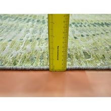 Load image into Gallery viewer, 2&#39;5&quot;x8&#39;3&quot; Shades of Green, Soft to the Touch, 100% Silk, Hand Knotted, Crocodile Safari Design, Runner, Oriental Rug FWR453288