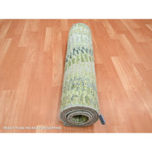 Load image into Gallery viewer, 2&#39;5&quot;x8&#39;3&quot; Shades of Green, Soft to the Touch, 100% Silk, Hand Knotted, Crocodile Safari Design, Runner, Oriental Rug FWR453288