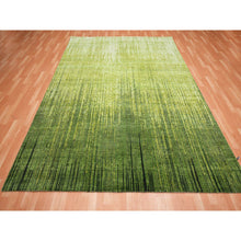 Load image into Gallery viewer, 8&#39;x10&#39;1&quot; Pickle Green, Vertical Ombre Design, Hand Knotted, Soft and Vibrant Wool, Densely Woven, Oriental Rug FWR453300