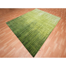 Load image into Gallery viewer, 8&#39;x10&#39;1&quot; Pickle Green, Vertical Ombre Design, Hand Knotted, Soft and Vibrant Wool, Densely Woven, Oriental Rug FWR453300