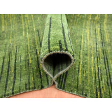 Load image into Gallery viewer, 8&#39;x10&#39;1&quot; Pickle Green, Vertical Ombre Design, Hand Knotted, Soft and Vibrant Wool, Densely Woven, Oriental Rug FWR453300