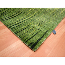 Load image into Gallery viewer, 8&#39;x10&#39;1&quot; Pickle Green, Vertical Ombre Design, Hand Knotted, Soft and Vibrant Wool, Densely Woven, Oriental Rug FWR453300