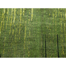 Load image into Gallery viewer, 8&#39;x10&#39;1&quot; Pickle Green, Vertical Ombre Design, Hand Knotted, Soft and Vibrant Wool, Densely Woven, Oriental Rug FWR453300