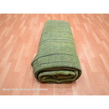 Load image into Gallery viewer, 8&#39;x10&#39;1&quot; Pickle Green, Vertical Ombre Design, Hand Knotted, Soft and Vibrant Wool, Densely Woven, Oriental Rug FWR453300