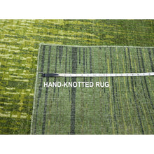 Load image into Gallery viewer, 8&#39;x10&#39;1&quot; Pickle Green, Vertical Ombre Design, Hand Knotted, Soft and Vibrant Wool, Densely Woven, Oriental Rug FWR453300
