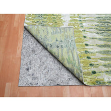 Load image into Gallery viewer, 9&#39;x12&#39;2&quot; Shades of Green, Crocodile Safari Design, 100% Silk, Densely Woven, Hand Knotted, Oriental Rug FWR453306
