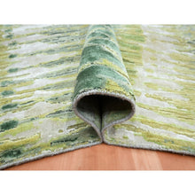 Load image into Gallery viewer, 9&#39;x12&#39;2&quot; Shades of Green, Crocodile Safari Design, 100% Silk, Densely Woven, Hand Knotted, Oriental Rug FWR453306