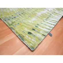 Load image into Gallery viewer, 9&#39;x12&#39;2&quot; Shades of Green, Crocodile Safari Design, 100% Silk, Densely Woven, Hand Knotted, Oriental Rug FWR453306