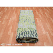 Load image into Gallery viewer, 9&#39;x12&#39;2&quot; Shades of Green, Crocodile Safari Design, 100% Silk, Densely Woven, Hand Knotted, Oriental Rug FWR453306