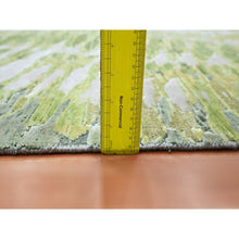 Load image into Gallery viewer, 9&#39;x12&#39;2&quot; Shades of Green, Crocodile Safari Design, 100% Silk, Densely Woven, Hand Knotted, Oriental Rug FWR453306