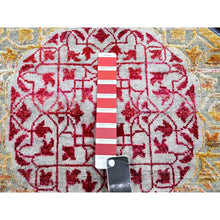 Load image into Gallery viewer, 2&#39;8&quot;x8&#39;1&quot; Salsa Red And Yellow, Hand Knotted, Colorful Mamluk Design, Sari Silk With Textured Wool, Runner, Oriental Rug FWR453336