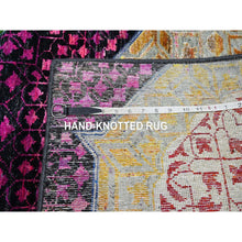 Load image into Gallery viewer, 2&#39;8&quot;x8&#39;1&quot; Salsa Red And Yellow, Hand Knotted, Colorful Mamluk Design, Sari Silk With Textured Wool, Runner, Oriental Rug FWR453336