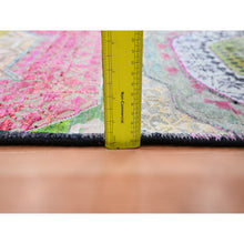 Load image into Gallery viewer, 2&#39;x3&#39;4&quot; Pastel Yellow with Pink, Mamluk Design, Sari Silk with Textured Wool, Hand Knotted, Mat, Oriental Rug FWR453342