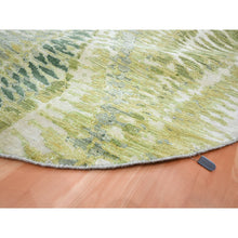 Load image into Gallery viewer, 8&#39;x8&#39; Swamp Green, Crocodile Safari Design, 100% Silk, Lush and Plush, Hand Knotted, Round, Oriental Rug FWR453348
