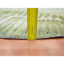 Load image into Gallery viewer, 8&#39;x8&#39; Swamp Green, Crocodile Safari Design, 100% Silk, Lush and Plush, Hand Knotted, Round, Oriental Rug FWR453348