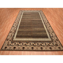 Load image into Gallery viewer, 10&#39;x14&#39;3&quot; Shades Of Brown, Khotan Influence All Over Intricate Design, Zero Pile, 100% Wool, Hand Knotted, Oriental Rug FWR453372