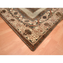 Load image into Gallery viewer, 10&#39;x14&#39;3&quot; Shades of Brown, Khotan Influence All Over Intricate Design, Zero Pile, 100% Wool, Hand Knotted, Oriental Rug FWR453372