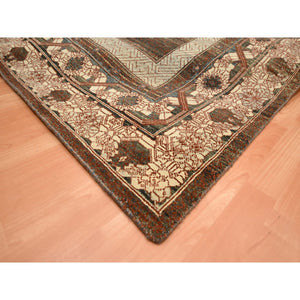 10'x14'3" Shades of Brown, Khotan Influence All Over Intricate Design, Zero Pile, 100% Wool, Hand Knotted, Oriental Rug FWR453372