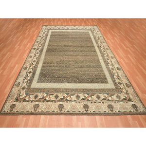 9'x11'10" Toffee Brown, Khotan Influence All Over Intricate Design, 100% Wool, Hand Knotted, Zero Pile, Oriental Rug FWR453378