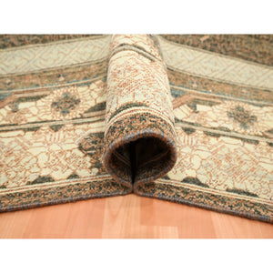 9'x11'10" Toffee Brown, Khotan Influence All Over Intricate Design, 100% Wool, Hand Knotted, Zero Pile, Oriental Rug FWR453378
