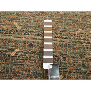 9'x11'10" Toffee Brown, Khotan Influence All Over Intricate Design, 100% Wool, Hand Knotted, Zero Pile, Oriental Rug FWR453378