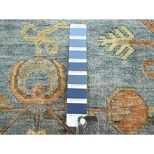 Load image into Gallery viewer, 10&#39;x14&#39;2&quot; Stone Blue, Khotan Influence With Distinct Abrash, Shaved Low, Zero Pile, Hand Knotted, Wool And Silk, Oriental Rug FWR453390