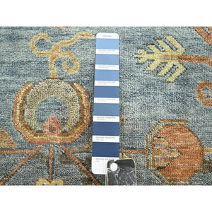 10'x14'2" Stone Blue, Khotan Influence With Distinct Abrash, Shaved Low, Zero Pile, Hand Knotted, Wool And Silk, Oriental Rug FWR453390