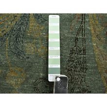 Load image into Gallery viewer, 9&#39;x11&#39;8&quot; Hedge Green with Gold, Paisley Design, Wool &amp; Silk, Soft to the Touch, Hand Knotted, Oriental Rug FWR453414