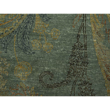 Load image into Gallery viewer, 9&#39;x11&#39;8&quot; Hedge Green with Gold, Paisley Design, Wool &amp; Silk, Soft to the Touch, Hand Knotted, Oriental Rug FWR453414