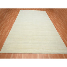 Load image into Gallery viewer, 9&#39;x11&#39;10&quot; Chiffon White, Plain Solid Design, Textured Wool, Hi-low Pile, Hand Knotted, Oriental Rug FWR453420