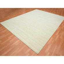 Load image into Gallery viewer, 9&#39;x11&#39;10&quot; Chiffon White, Plain Solid Design, Textured Wool, Hi-low Pile, Hand Knotted, Oriental Rug FWR453420