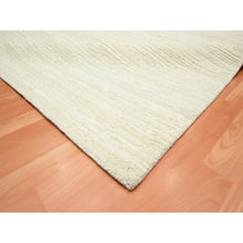 Load image into Gallery viewer, 9&#39;x11&#39;10&quot; Chiffon White, Plain Solid Design, Textured Wool, Hi-low Pile, Hand Knotted, Oriental Rug FWR453420