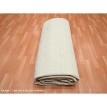 Load image into Gallery viewer, 9&#39;x11&#39;10&quot; Chiffon White, Plain Solid Design, Textured Wool, Hi-low Pile, Hand Knotted, Oriental Rug FWR453420