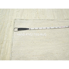 Load image into Gallery viewer, 9&#39;x11&#39;10&quot; Chiffon White, Plain Solid Design, Textured Wool, Hi-low Pile, Hand Knotted, Oriental Rug FWR453420