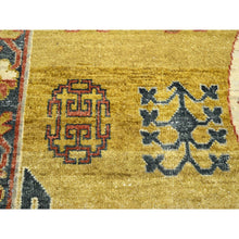 Load image into Gallery viewer, 6&#39;1&quot;x9&#39;4&quot; Greenish Yellow, Khotan Influence, Shaved Low, Distressed, Zero Pile, Hand Knotted, 100% Wool, Oriental Rug FWR453432