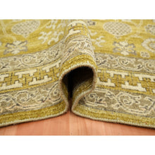 Load image into Gallery viewer, 6&#39;2&quot;x9&#39;3&quot; Goldie Green, Samarkand Influence with Distinct Abrash, Zero Pile, Shaved Low, Hand Knotted, 100% Wool, Oriental Rug FWR453438