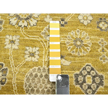 Load image into Gallery viewer, 6&#39;2&quot;x9&#39;3&quot; Goldie Green, Samarkand Influence with Distinct Abrash, Zero Pile, Shaved Low, Hand Knotted, 100% Wool, Oriental Rug FWR453438