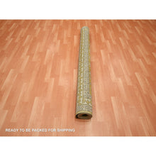 Load image into Gallery viewer, 6&#39;2&quot;x9&#39;3&quot; Goldie Green, Samarkand Influence with Distinct Abrash, Zero Pile, Shaved Low, Hand Knotted, 100% Wool, Oriental Rug FWR453438